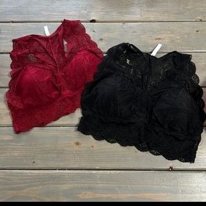 Two Zenana lace brand bralettes
